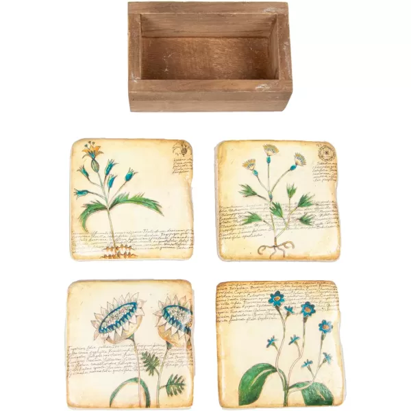 imageCreative CoOp 4 Floral Resin Coasters in Wood Box