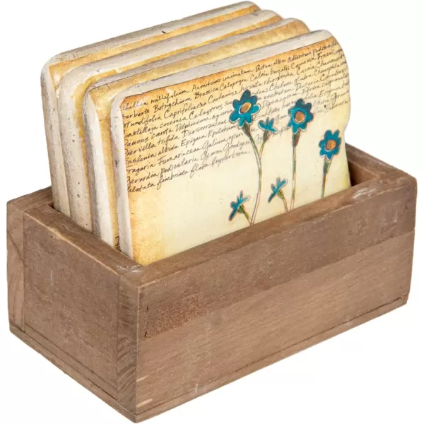 imageCreative CoOp 4 Floral Resin Coasters in Wood Box