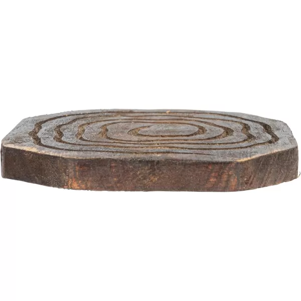 imageCreative CoOp 4 Inches Round HandCarved Mango Wood Distressed Finish Natural Set of 4 Coaster Brown