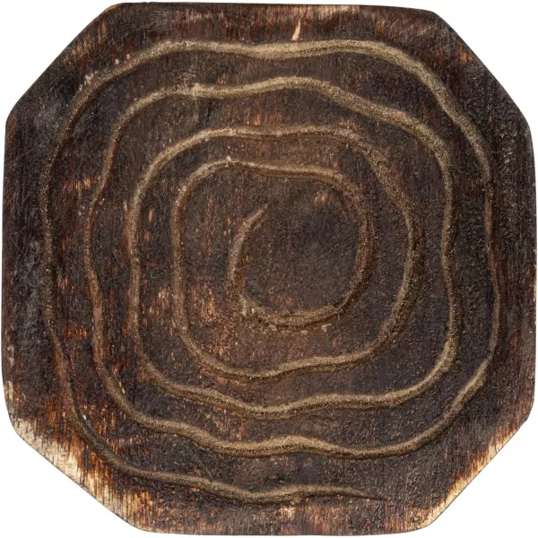 imageCreative CoOp 4 Inches Round HandCarved Mango Wood Distressed Finish Natural Set of 4 Coaster Brown