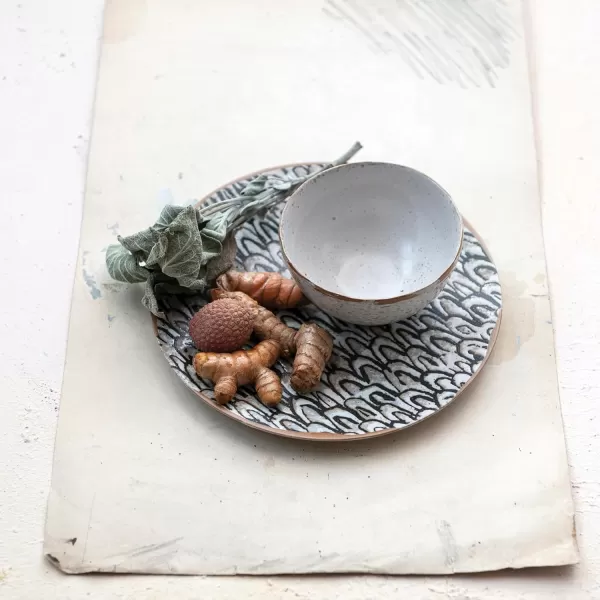 imageCreative CoOp 4 Inches Round Stoneware Dinnerware Set with Reactive Glaze Cream Set of 12 Bowls