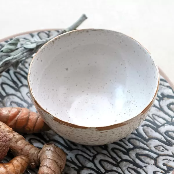 imageCreative CoOp 4 Inches Round Stoneware Dinnerware Set with Reactive Glaze Cream Set of 12 Bowls