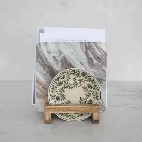 imageCreative CoOp 6 Inches Mango Wood Cutting Board 3 Sections for Kitchen Natural Stand