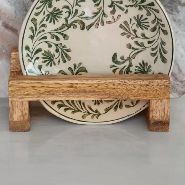 imageCreative CoOp 6 Inches Mango Wood Cutting Board 3 Sections for Kitchen Natural Stand