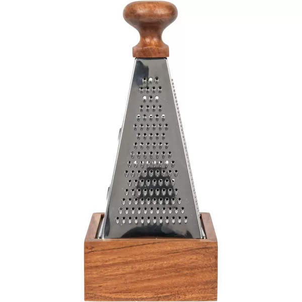 imageCreative CoOp 7 Inches Handheld Stainless Steel Acacia Wood Handle Square Base for Kitchen Natural Set of 2 Grater