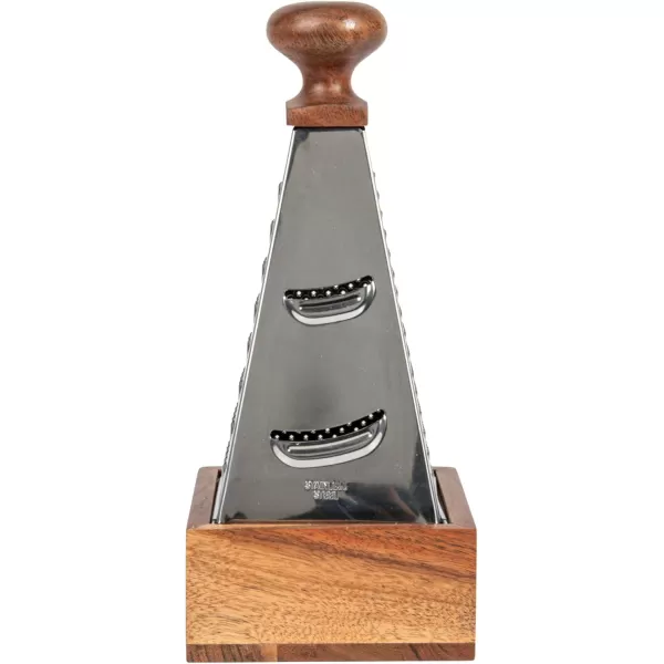 imageCreative CoOp 7 Inches Handheld Stainless Steel Acacia Wood Handle Square Base for Kitchen Natural Set of 2 Grater