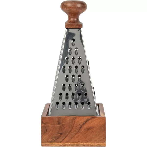 imageCreative CoOp 7 Inches Handheld Stainless Steel Acacia Wood Handle Square Base for Kitchen Natural Set of 2 Grater