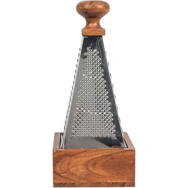 imageCreative CoOp 7 Inches Handheld Stainless Steel Acacia Wood Handle Square Base for Kitchen Natural Set of 2 Grater