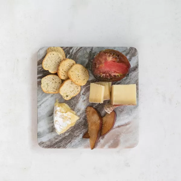 imageCreative CoOp 8 Inches Square Marble HeatResistant Kitchen Multicolored Trivet Beige