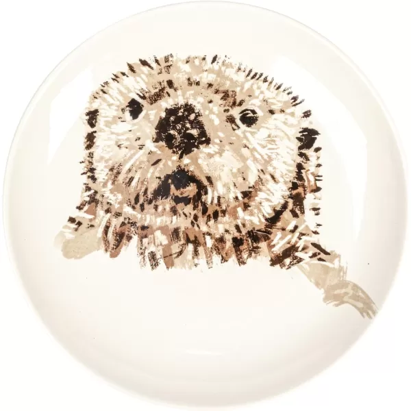 imageCreative CoOp 825 Inches Round Stoneware Dinnerware Set with Sea Animal Designs Cream Set of 6 Plates