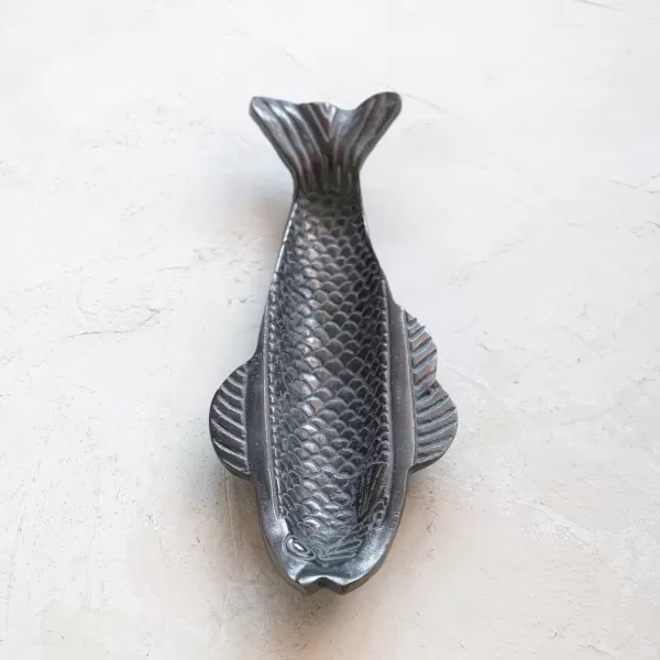 imageCreative CoOp Aluminum Fish Shape Antique Grey Dish Gray