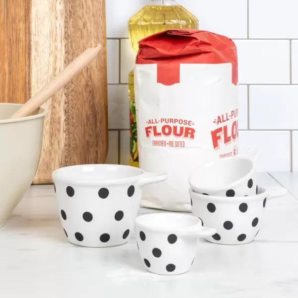 imageCreative CoOp Ceramic Measuring Cup Set of 4 Black and WhiteBlackWhite
