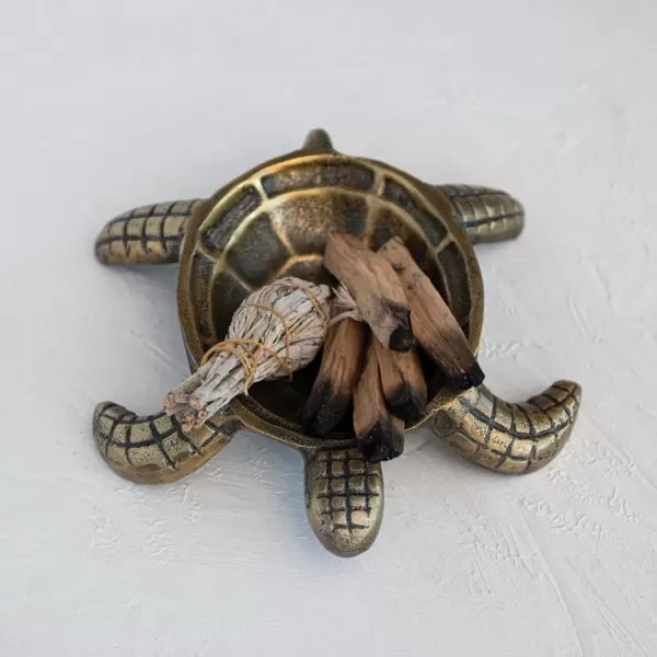 imageCreative CoOp Coastal Aluminum Tortoise Antique Gold Finish Dish