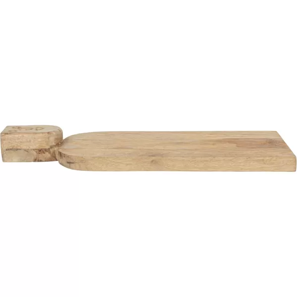 imageCreative CoOp Compact HandCarved Mango Wood Slicer Face Handle Design and Combed Finish Natural Cheese and Cutting Board