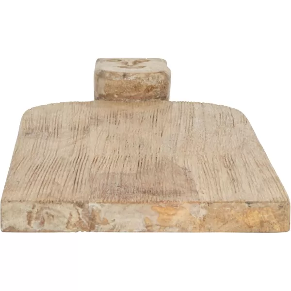 imageCreative CoOp Compact HandCarved Mango Wood Slicer Face Handle Design and Combed Finish Natural Cheese and Cutting Board