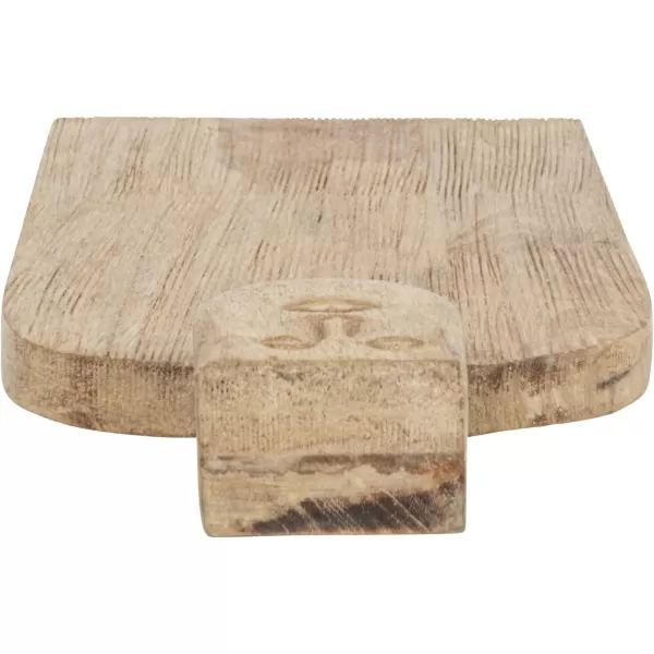 imageCreative CoOp Compact HandCarved Mango Wood Slicer Face Handle Design and Combed Finish Natural Cheese and Cutting Board
