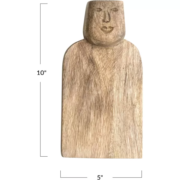 imageCreative CoOp Compact HandCarved Mango Wood Slicer Face Handle Design and Combed Finish Natural Cheese and Cutting Board