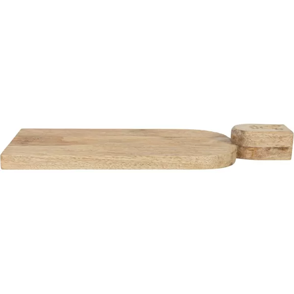 imageCreative CoOp Compact HandCarved Mango Wood Slicer Face Handle Design and Combed Finish Natural Cheese and Cutting Board