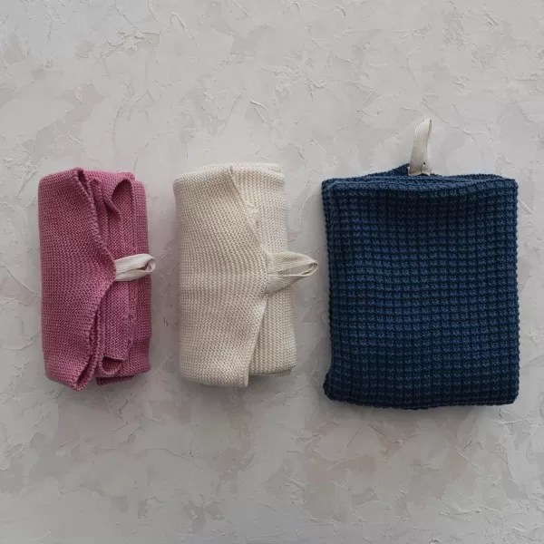 imageCreative CoOp Cotton Knit Loop Set of 3 Colors Tea Towel Multi