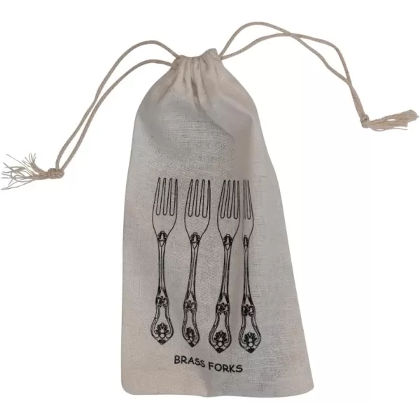 imageCreative CoOp Embossed Brass Drawstring Bag Set of 4 Antique Silver Finish Appetizer Forks