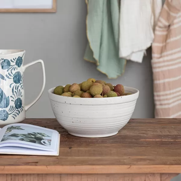 imageCreative CoOp Farmhouse Stoneware White Speckled Glaze Bowl 212 Quart Ivory