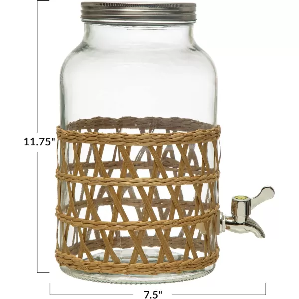 imageCreative CoOp Glass Jar Beverage Dispenser with Woven Seagrass Sleeve Natural Glassware
