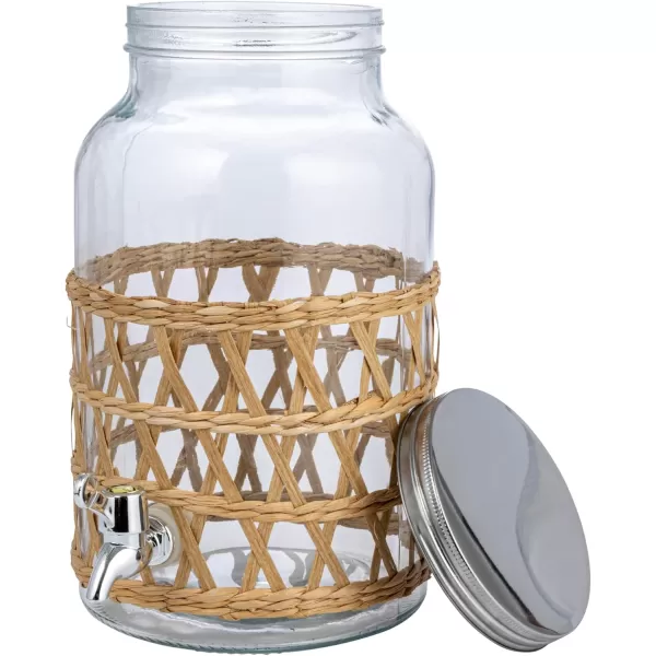 imageCreative CoOp Glass Jar Beverage Dispenser with Woven Seagrass Sleeve Natural Glassware