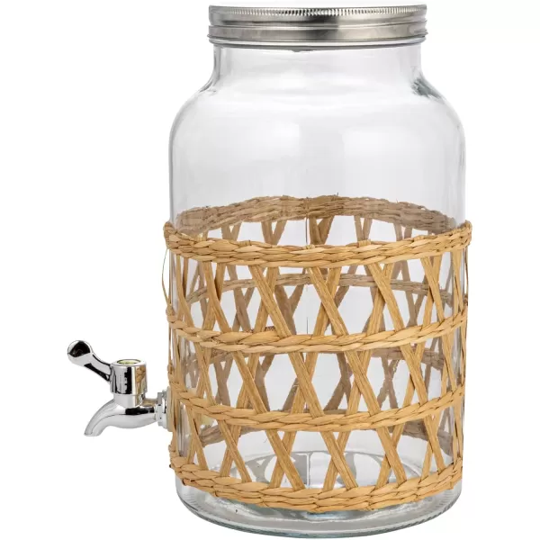 imageCreative CoOp Glass Jar Beverage Dispenser with Woven Seagrass Sleeve Natural Glassware
