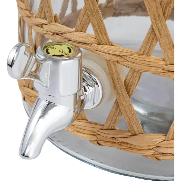 imageCreative CoOp Glass Jar Beverage Dispenser with Woven Seagrass Sleeve Natural Glassware