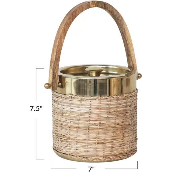 imageCreative CoOp Gold 3Quart BohoChic Rattan and Steel Ice Bucket Medium