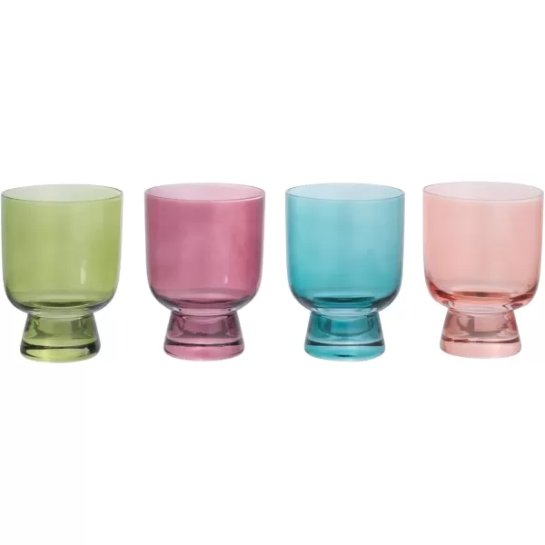 imageCreative CoOp Hand Blown Footed Drinking Glasses 6 Ounces 4 Assorted Colors Glassware MultiGreen  Rose  Teal  Pink