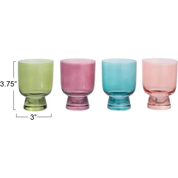 imageCreative CoOp Hand Blown Footed Drinking Glasses 6 Ounces 4 Assorted Colors Glassware MultiGreen  Rose  Teal  Pink