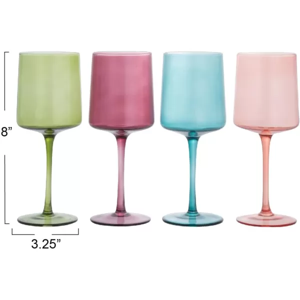 imageCreative CoOp Hand Blown Footed Drinking Glasses 6 Ounces 4 Assorted Colors Glassware MultiGreen  Rose  Teal  Pink
