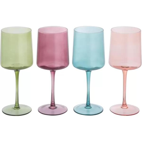 imageCreative CoOp Hand Blown Footed Drinking Glasses 6 Ounces 4 Assorted Colors Glassware MultiGreen  Rose  Teal  Pink