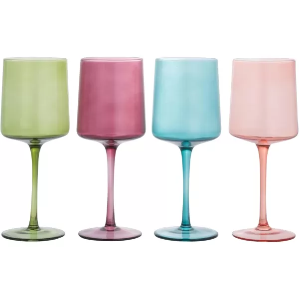 imageCreative CoOp Hand Blown Footed Drinking Glasses 6 Ounces 4 Assorted Colors Glassware MultiGreen  Rose  Teal  Pink