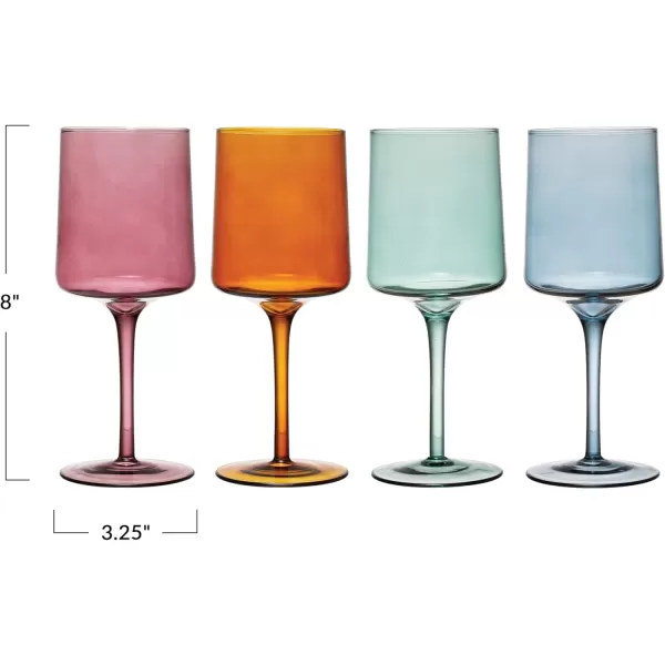 imageCreative CoOp Hand Blown Footed Drinking Glasses 6 Ounces 4 Assorted Colors Glassware MultiMagenta  Orange  Teal  Blue
