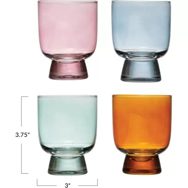 imageCreative CoOp Hand Blown Footed Drinking Glasses 6 Ounces 4 Assorted Colors Glassware MultiMagenta  Orange  Teal  Blue