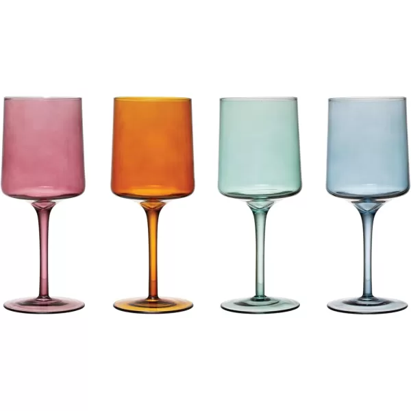 imageCreative CoOp Hand Blown Footed Drinking Glasses 6 Ounces 4 Assorted Colors Glassware MultiMagenta  Orange  Teal  Blue