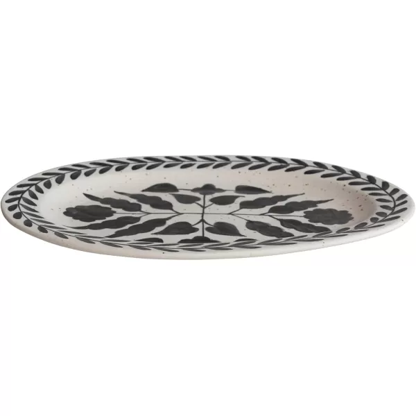 imageCreative CoOp Hand Painted Stoneware Floral Design Black and White Platter