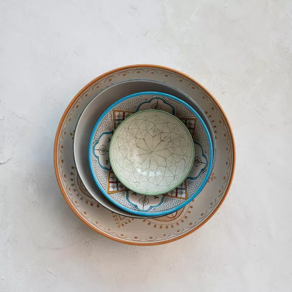 imageCreative CoOp Hand Painted Stoneware Multicolor Bowl Multi