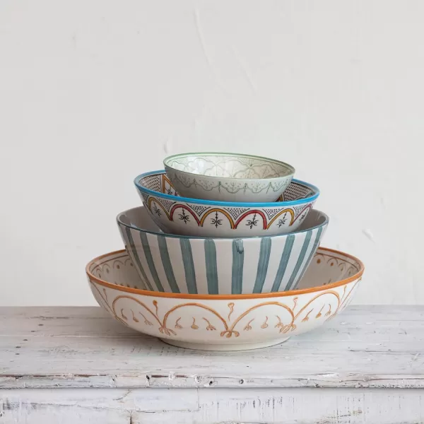 imageCreative CoOp Hand Painted Stoneware Multicolor Bowl Multi