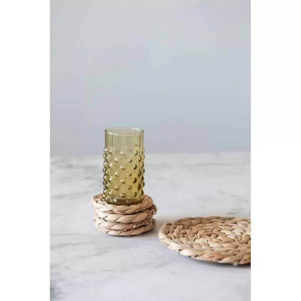 imageCreative CoOp HandWoven Water Hyacinth Trivet and 4quot Round Set of 5 Coasters 10quot L x 10quot W x 1quot H Natural