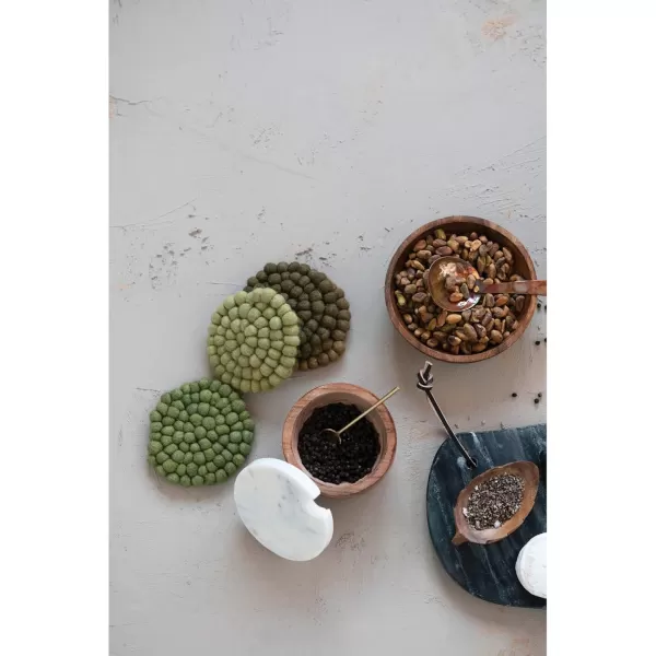 imageCreative CoOp Handmade Wool Felt Ball Set of 4 Coasters 4quot L x 4quot W x 2quot H Blue TonesGreen Tones