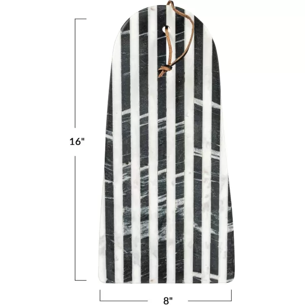 imageCreative CoOp Large Marble Slicer Stripe Design and Sturdy Leather Tie Black and White Cheese and Cutting Board