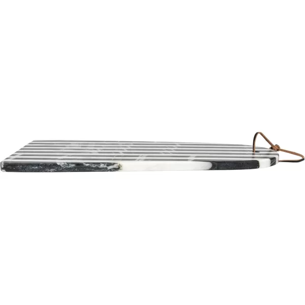 imageCreative CoOp Large Marble Slicer Stripe Design and Sturdy Leather Tie Black and White Cheese and Cutting Board