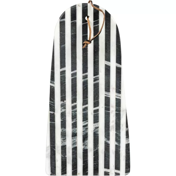 imageCreative CoOp Large Marble Slicer Stripe Design and Sturdy Leather Tie Black and White Cheese and Cutting Board