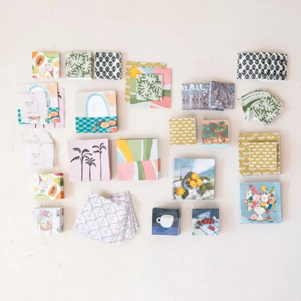 imageCreative CoOp Let The Evening Be Gin Cocktail Napkins MulticolorBee Pattern