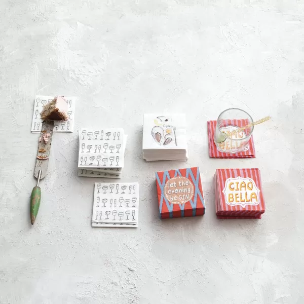 imageCreative CoOp Let The Evening Be Gin Cocktail Napkins MulticolorCiao Bella