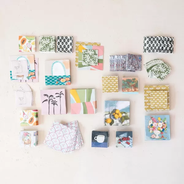 imageCreative CoOp Let The Evening Be Gin Cocktail Napkins MulticolorFloral Pattern
