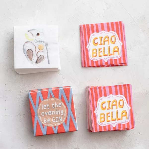 imageCreative CoOp Let The Evening Be Gin Cocktail Napkins MulticolorLet The Evening Be Gin